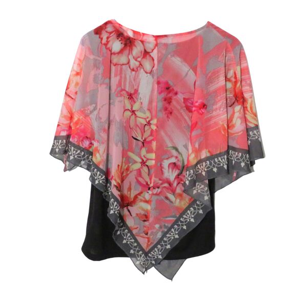 B.L.E.U. Flowy Blouse Sz S Women Peach and Black Boho Fairy Core for Cruises - Picture 3 of 8